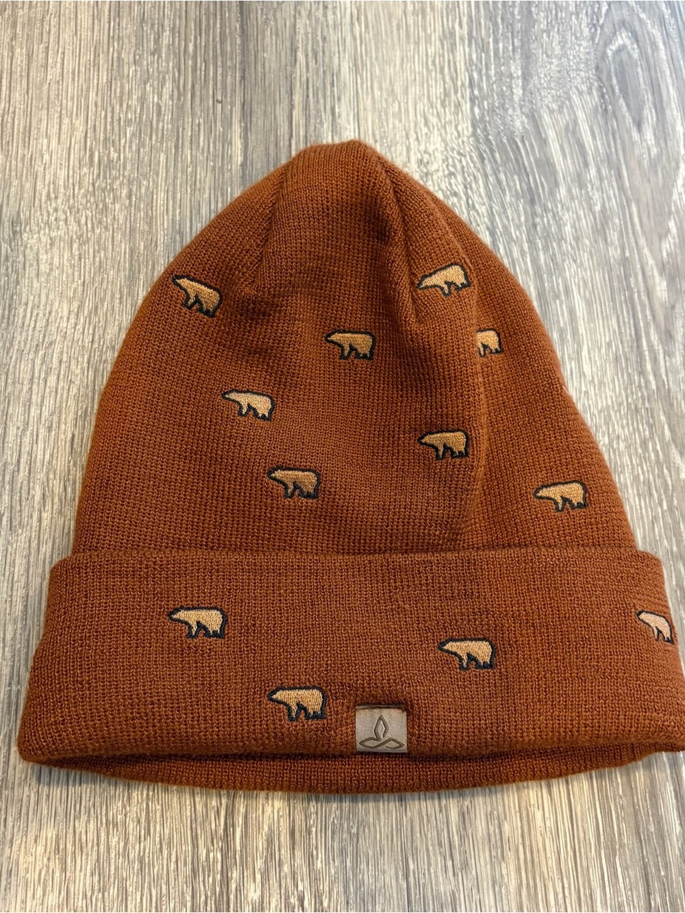 Prana Rust Bear Knit Beanie for Kids